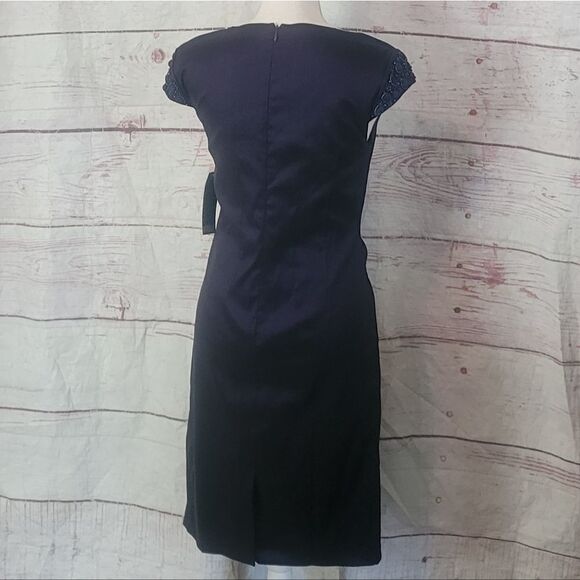 Adrianna Papell Iridescent Beaded Cap Sleeve Sheath Dress Size 4 NWT - Picture 3 of 6